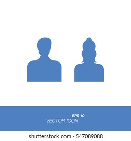 User guy and girl icon in flat style isolated on white background. User symbol for your design and logo. Vector illustration EPS 10.