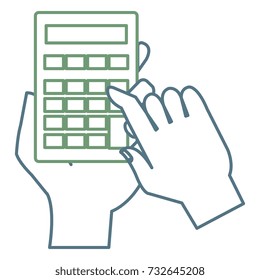 user hand with calculator math isolated icon