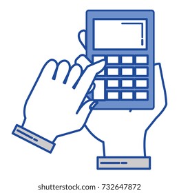 user hand with calculator math isolated icon