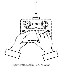 user hand with drone remote control
