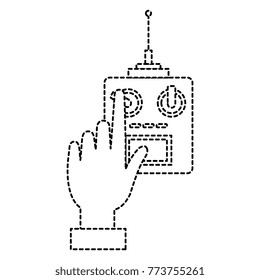 user hand with drone remote control