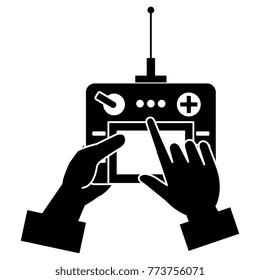 user hand with drone remote control