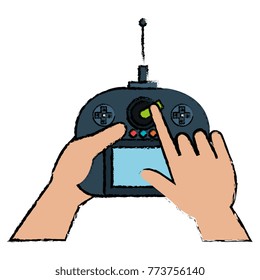 user hand with drone remote control