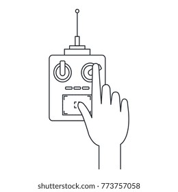 user hand with drone remote control