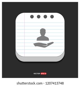 User in hand icon - Free vector icon