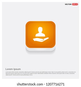 User in hand icon Orange Abstract Web Button - Free vector icon