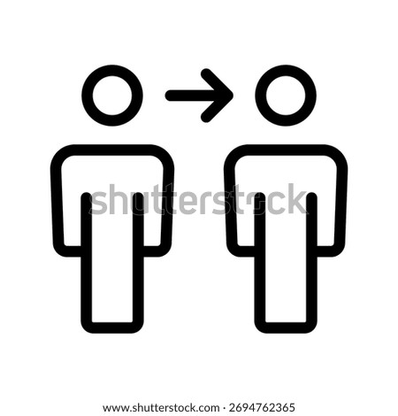 User handoff icon, transfer to another person outline