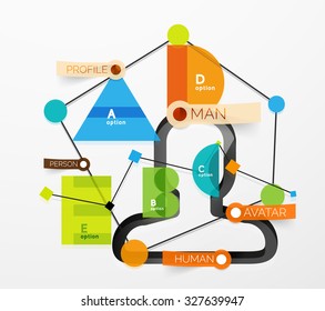 Cabeza de usuario con infografía geométrica A B C D y líneas. Elemento de diseño de banners con texto de ejemplo