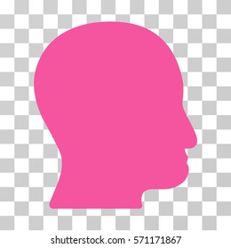 User Head icon. Vector illustration style is flat iconic symbol, pink color, transparent background. Designed for web and software interfaces.