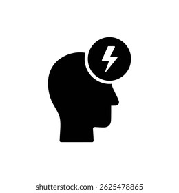 User Head with Lightning Idea, Representing Creative Thinking and Innovation