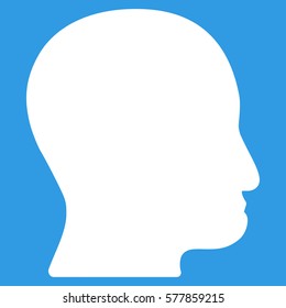 User Head vector icon. Flat white symbol. Pictogram is isolated on a blue background. Designed for web and software interfaces.