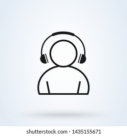user with headphone music. Simple vector modern icon design illustration