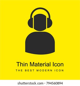 User with headphones bright yellow material minimal icon or logo design