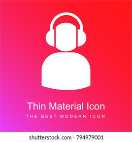 User with headphones red and pink gradient material white icon minimal design