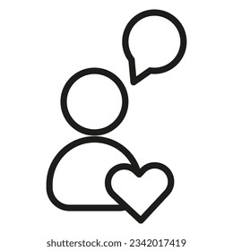 User with heart icon. Love person. Vector illustration.