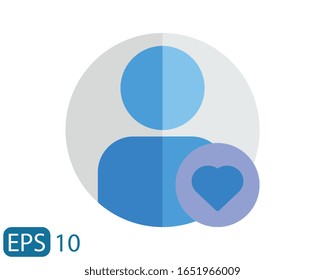 User Heart, Love flach Stil Symbol auf weißem Hintergrund. Liebste Menschen. EPS10