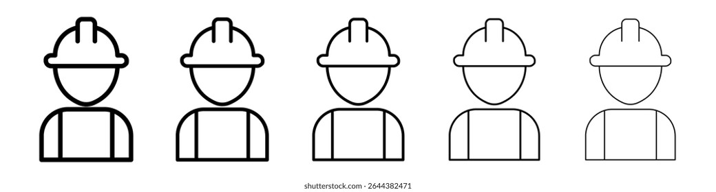 User helmet safety icon graphic set. trendy stroke line style