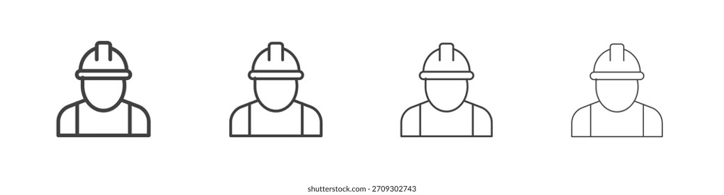 User helmet safety icon vector collection, illustration logo template in trendy thin line editable strokes style.