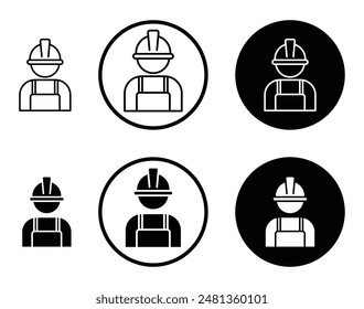 User helmet safety thin line vector icon set.