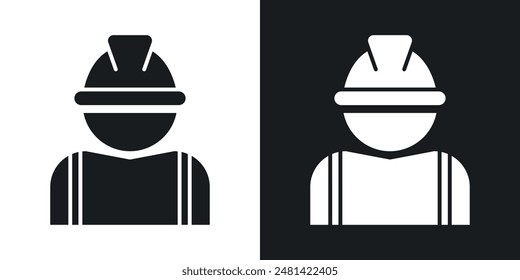 User helmet safety vector icon set in black color.