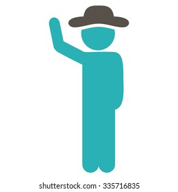 User Hitchhike vector icon. Style is bicolor flat symbol, grey and cyan colors, rounded angles, white background.