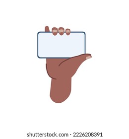 User holding smartphone with huge touchscreen, isolated empty or blank screen of cell phone. Gadget and modern devices. Vector in flat cartoon style illustration