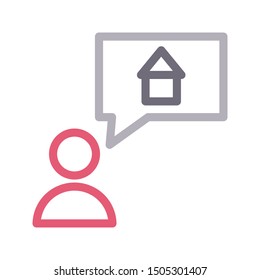 user home bubble colour line vector icon