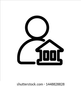 
user with home building icon. symbol of business people with trendy flat style icon for web site design, logo, app, UI isolated on white background. vector illustration eps 10