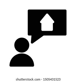 user home chat glyph flat vector icon