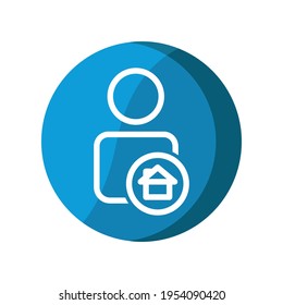 User with home icon. Simple illustration mobile concept, web design, application, UI. Design template vector