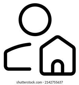 user with a home logotype isolated on a white background