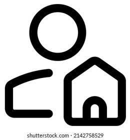 user with a home logotype isolated on a white background