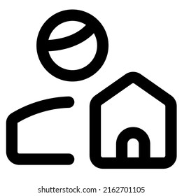 user with a home logotype isolated on a white background