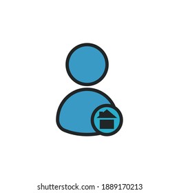 User home, management colored icon. Editable stroke. Simple illustration mobile concept and web design. Design template vector