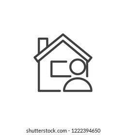 User home page outline icon. linear style sign for mobile concept and web design. Man avatar and home simple line vector icon. Symbol, logo illustration. Pixel perfect vector graphics