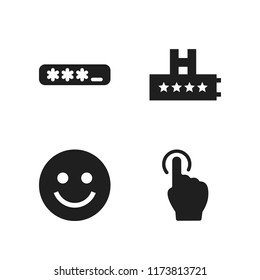 user icon. 4 user vector icons set. press button, smile and rating icons for web and design about user theme