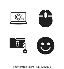 user icon. 4 user vector icons set. smiley, computer mouse and password icons for web and design about user theme