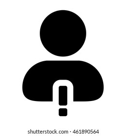 User Icon With Alert Warning & Exclamation Symbol Glyph Vector illustration