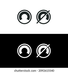 User icon and banned user icon. Vector illustration isolated of flat style design.