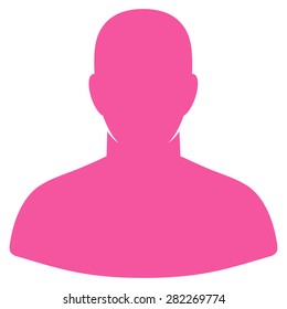 User icon from Basic Plain Icon Set. Style: flat vector image, pink color, rounded angles, white background.