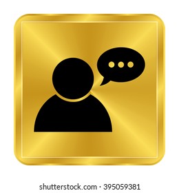 user icon - black vector icon;  gold button