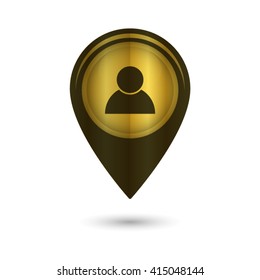 user icon - black vector icon; golden  map pointer