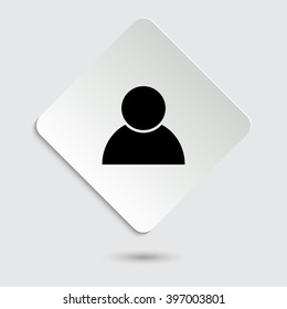 user icon - black vector icon on  a paper button