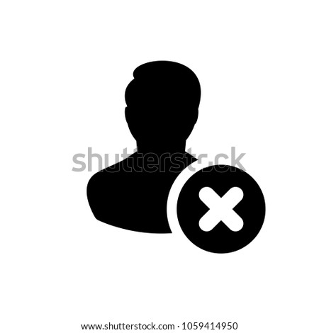 User icon with cancel sign. User icon and close, delete, remove concept. Vector icon