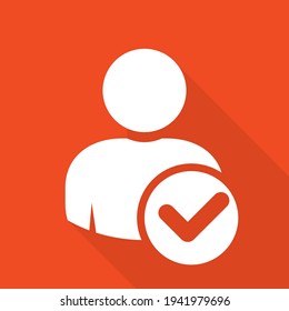 User icon with checkmark - select a friend, checked, vector