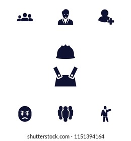User icon. collection of 7 user filled icons such as add friend, group, businessman, worker. editable user icons for web and mobile.