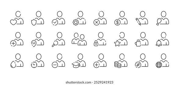 Colección de íconos de usuario. Iconos de usuario Nuevo. Diseño con persona. Estilo lineal. Iconos del vector