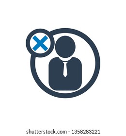 user icon with cross sign,not accept icon,cross icon 