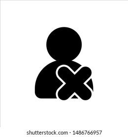 
user icon with cross in trendy flat style icon for web site design, logo, app, UI isolated on white background. vector illustration eps 10