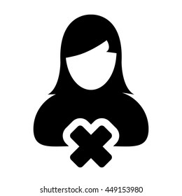 User Icon With Delete & Remove Symbol Avatar Glyph Vector illustration